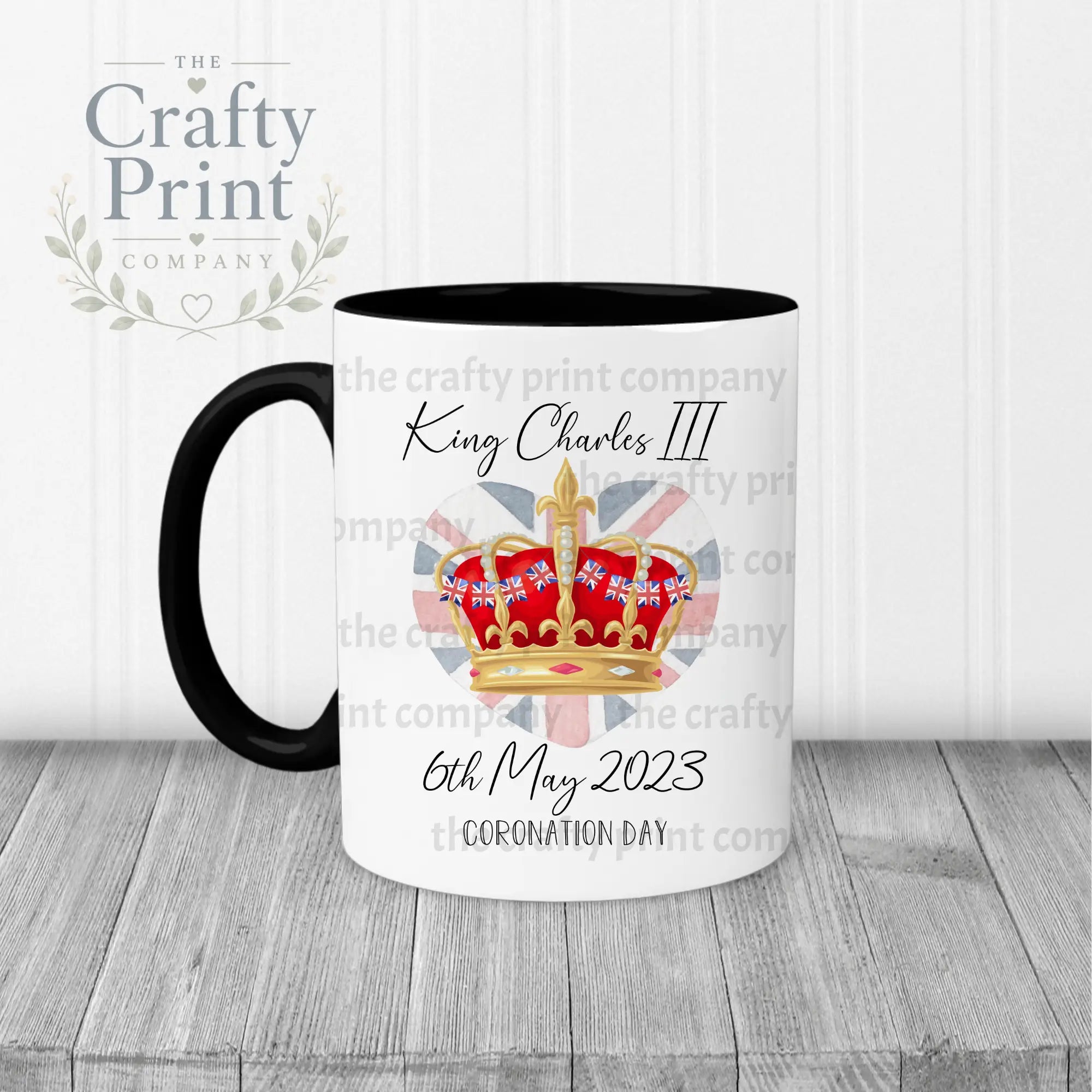 King Charles III Coronation 2023 Crown Mug - Black Handle &