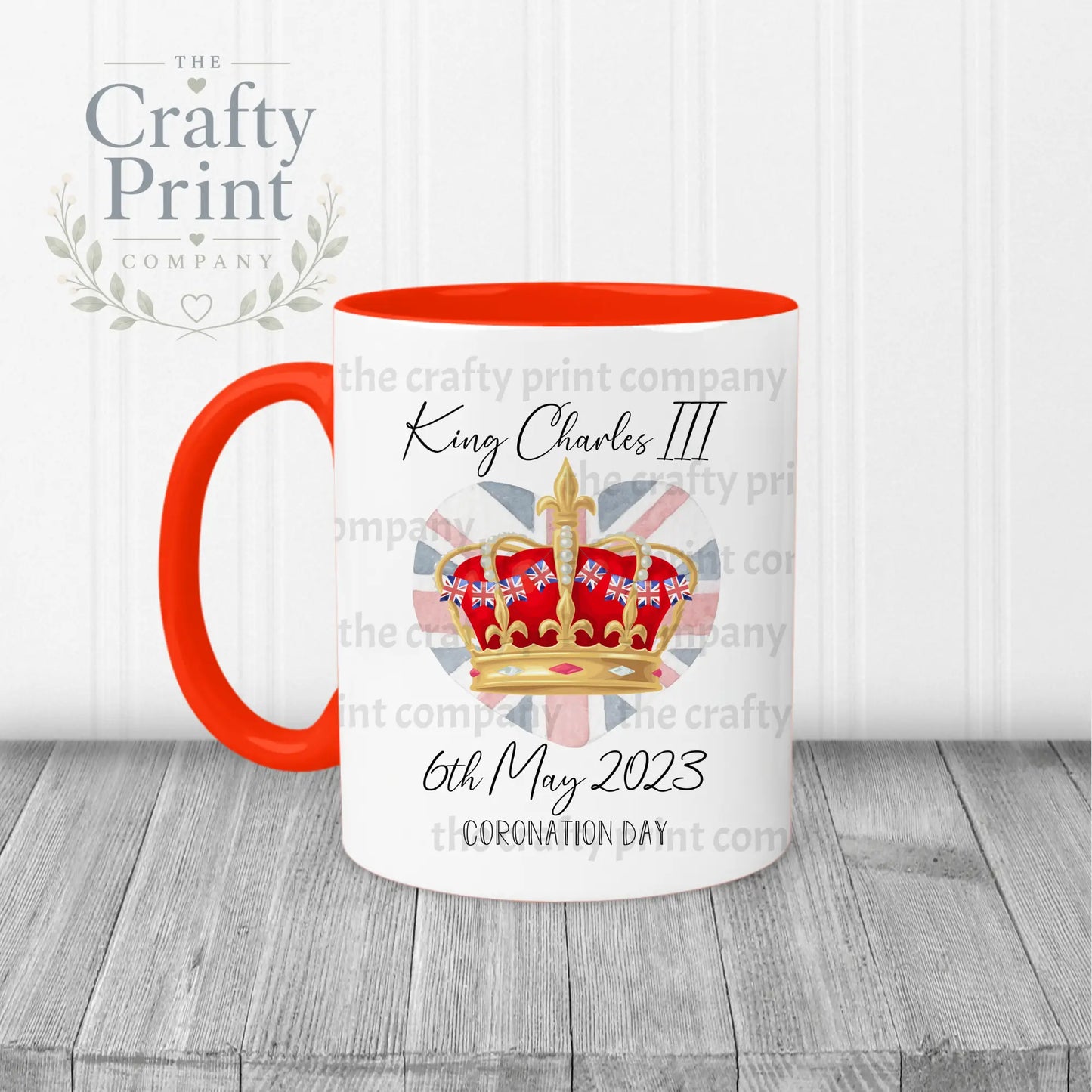 King Charles III Coronation 2023 Crown Mug - Red Handle &