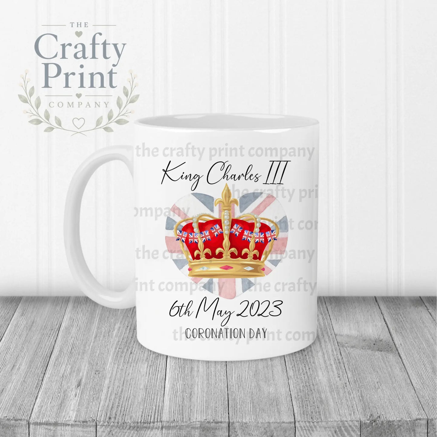 King Charles III Coronation 2023 Crown Mug - White Handle &