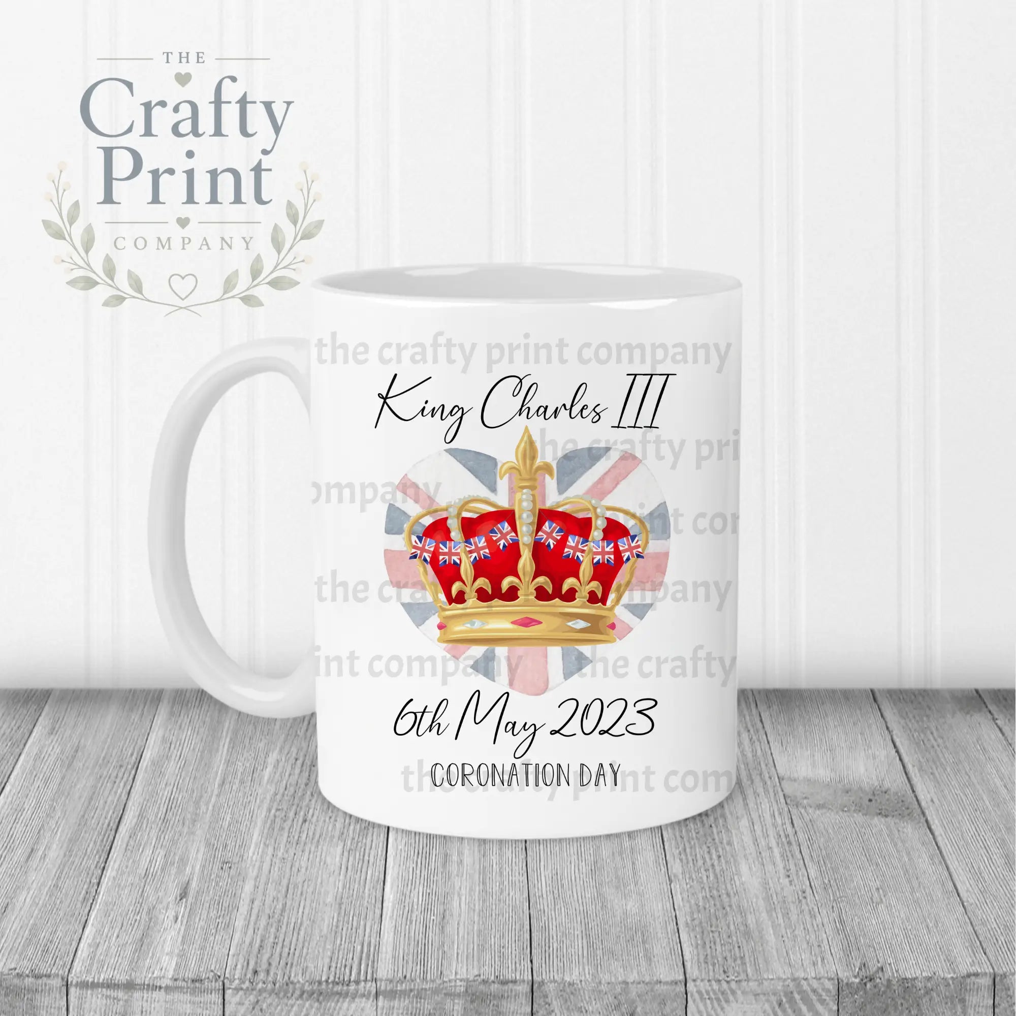 King Charles III Coronation 2023 Crown Mug - White Handle &