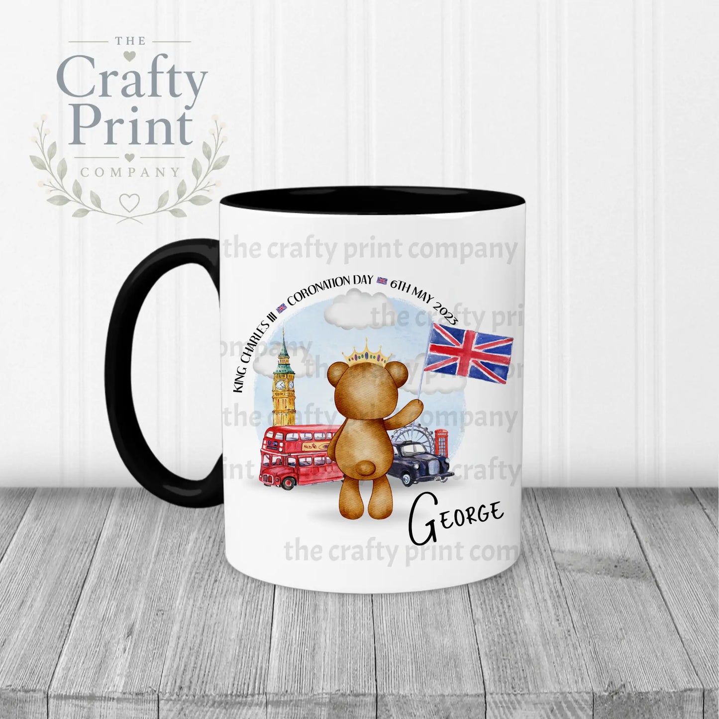 King Charles III Coronation 2023 Teddy Mug - Black Handle &