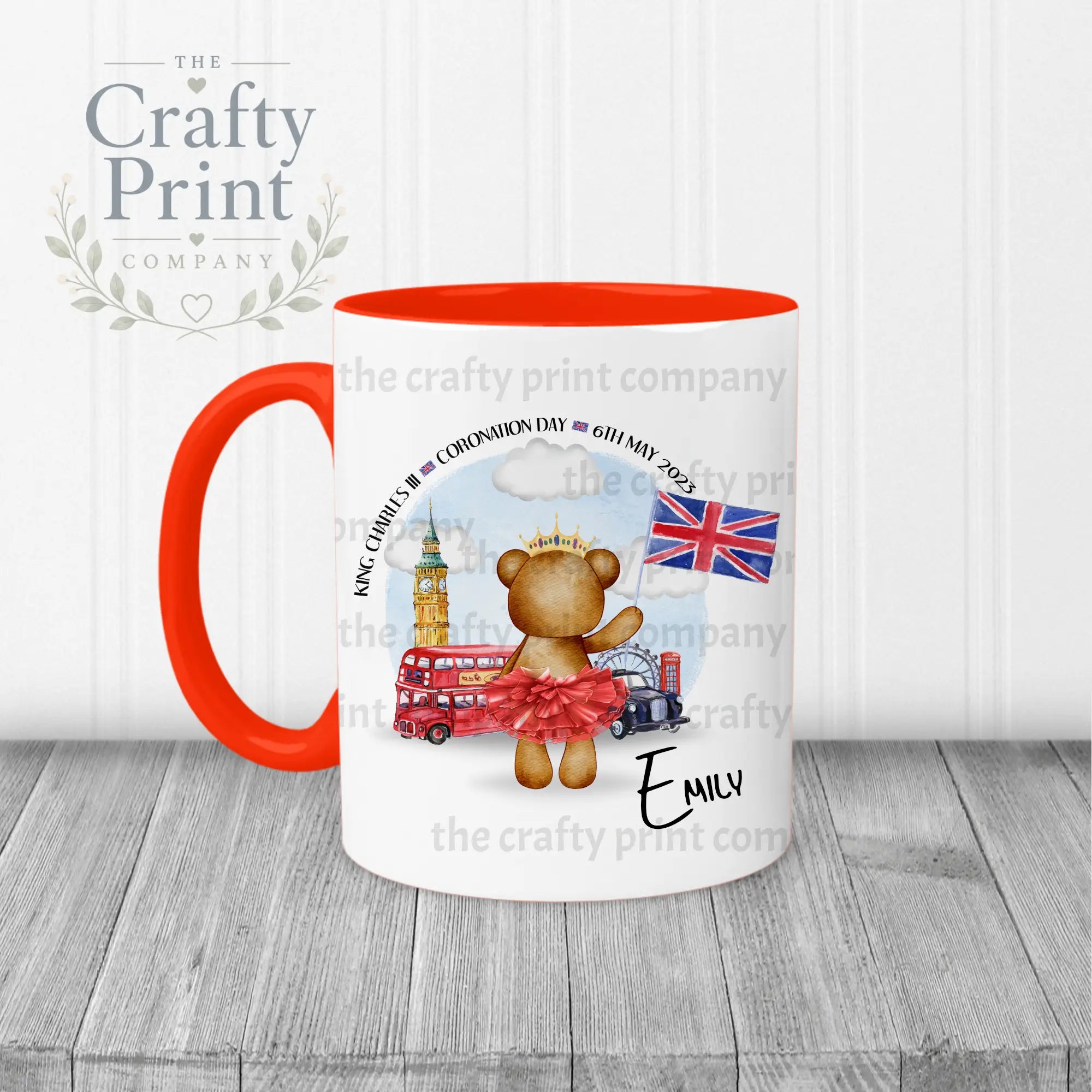 King Charles III Coronation 2023 Teddy Mug - Red Handle &