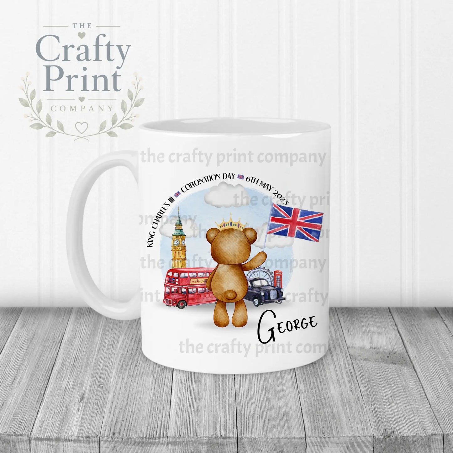 King Charles III Coronation 2023 Teddy Mug - White Handle &