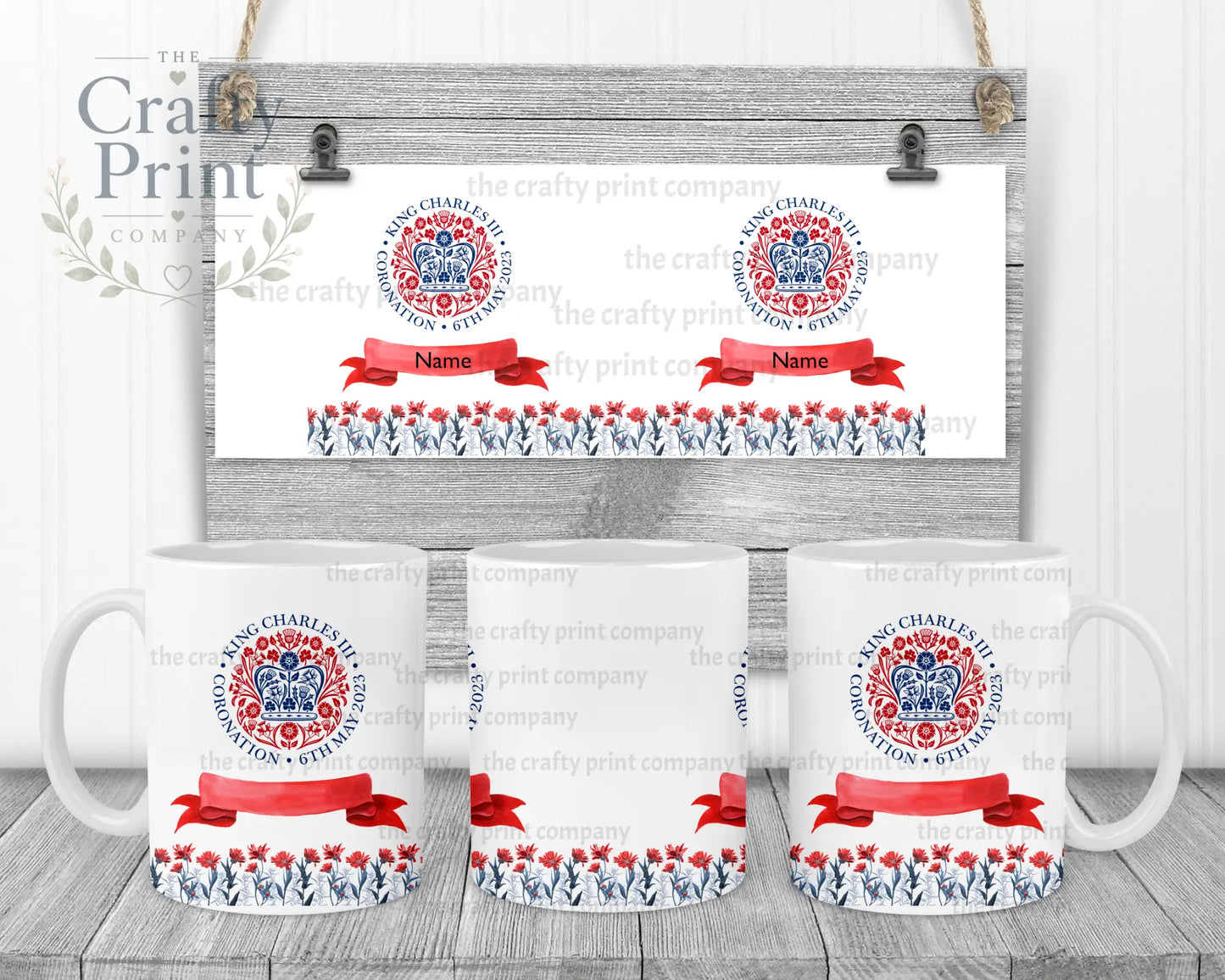 King Charles III Coronation Logo Scroll Mug - White Handle