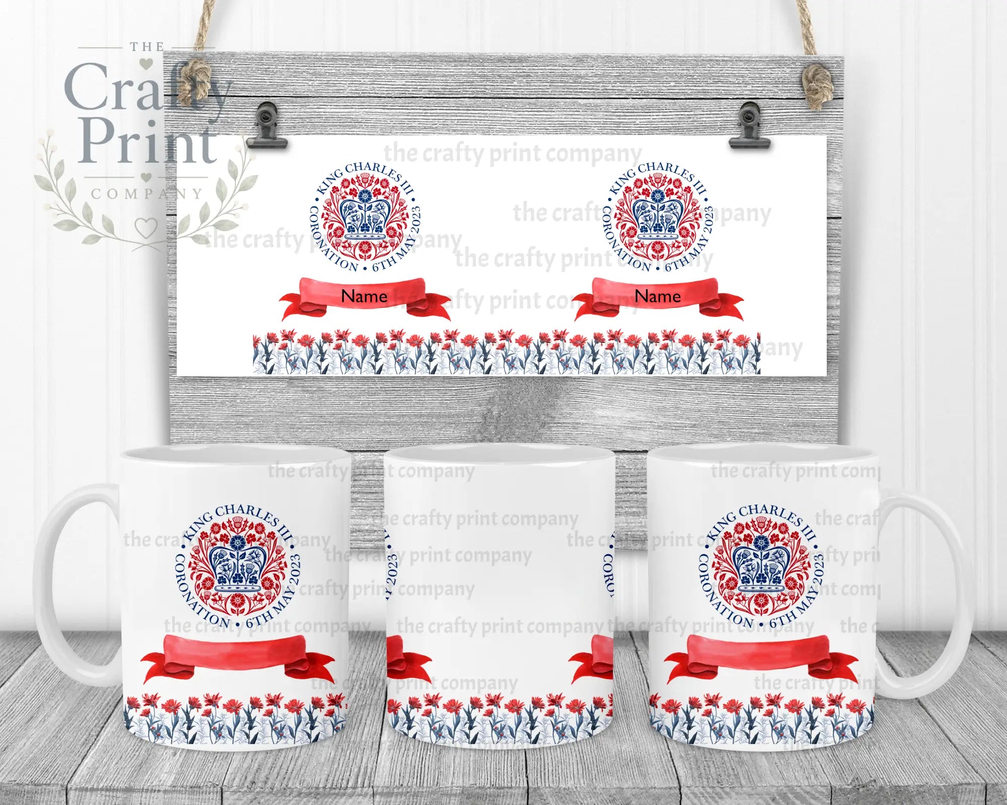 King Charles III Coronation Logo Scroll Mug - White Handle
