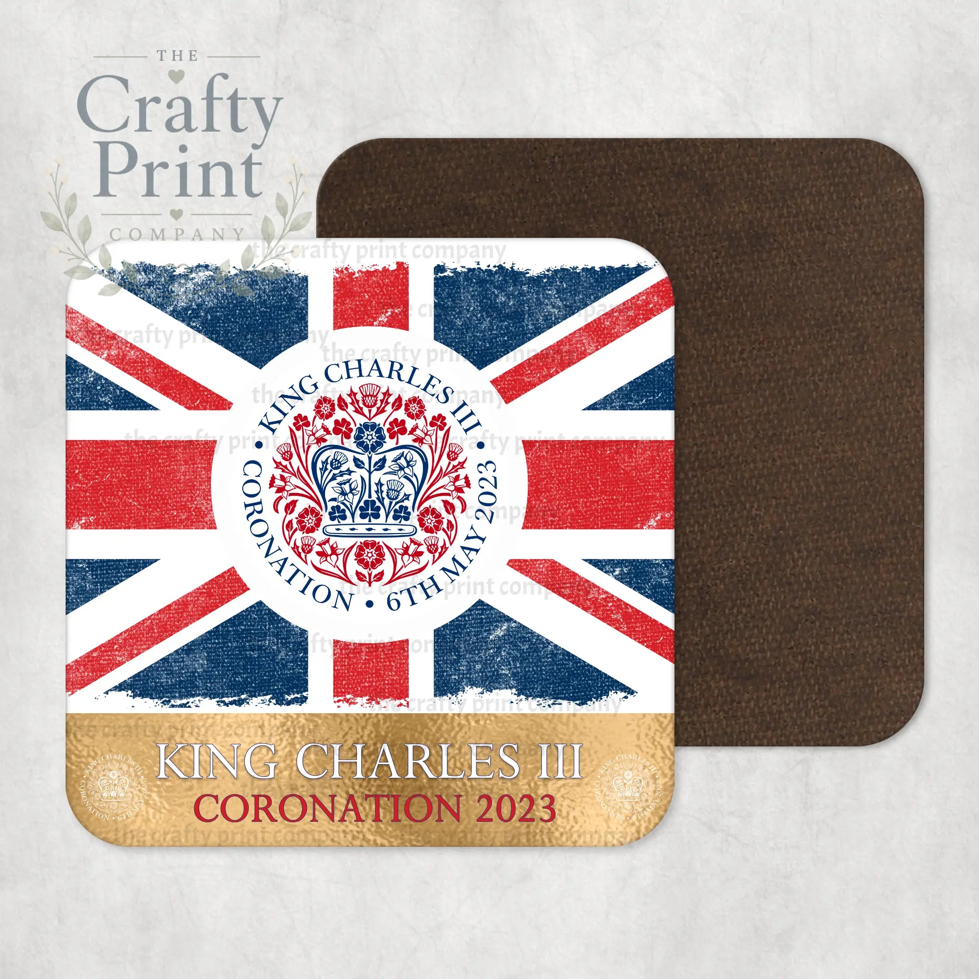 King Charles III Coronation Logo with Flag Coaster