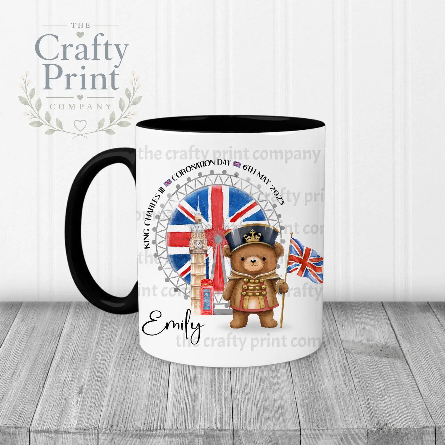 King Charles III Coronation Teddy Flag Mug - Black Handle &
