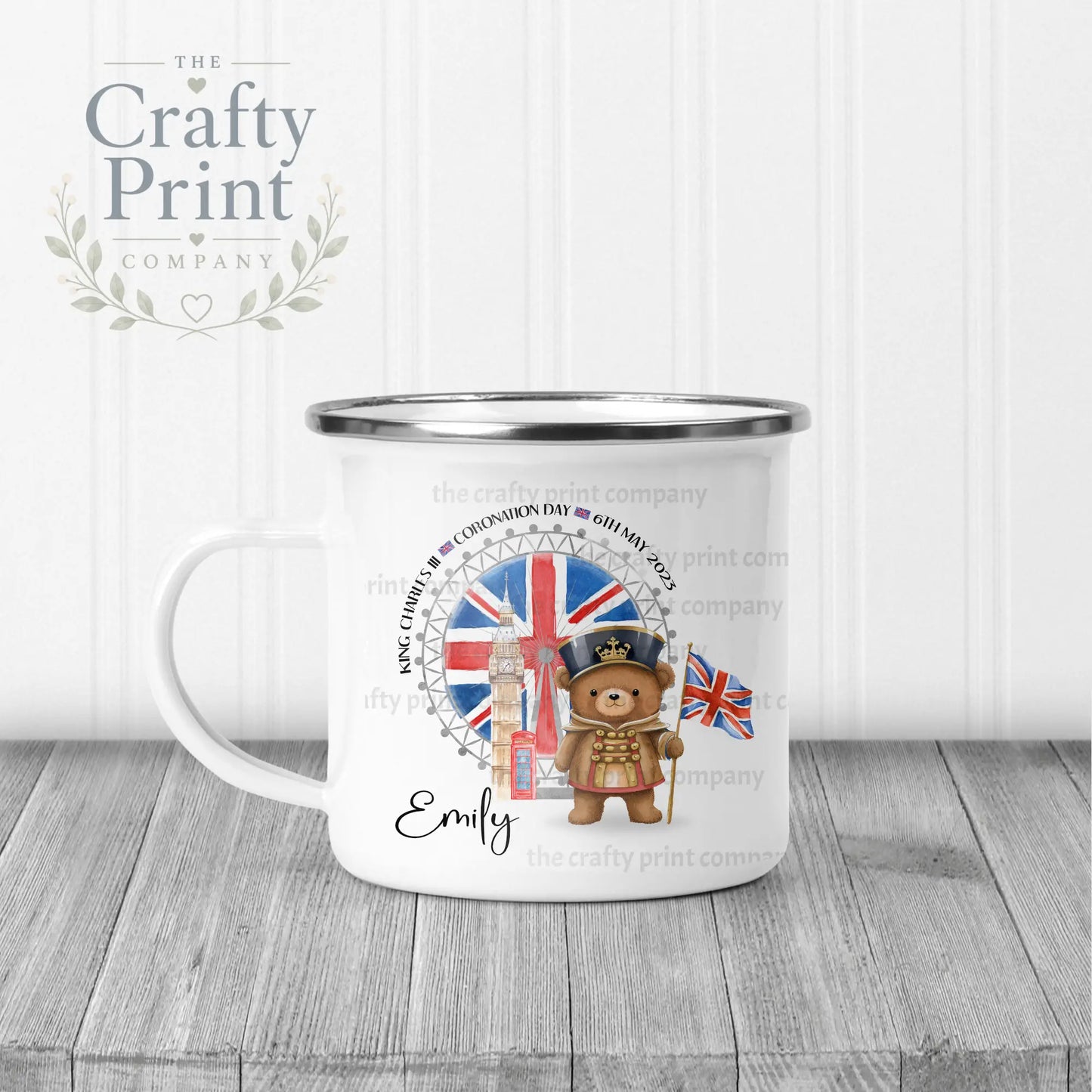 King Charles III Coronation Teddy Flag Mug - Enamel - Mugs