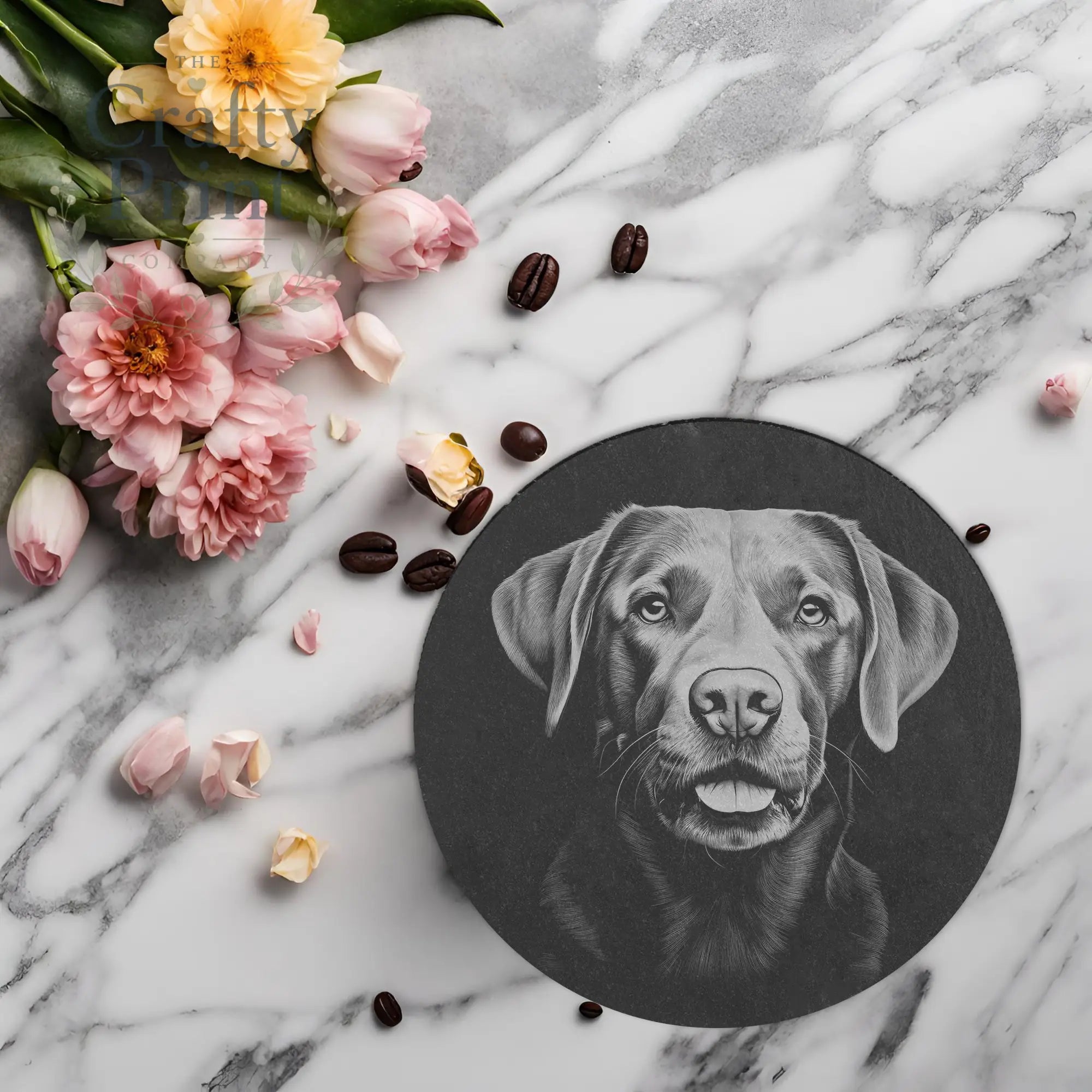 Labrador Engraved Slate Coaster - Round