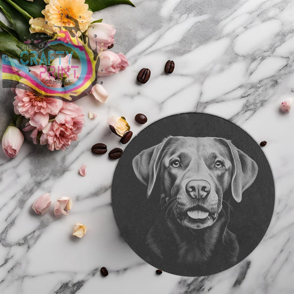 Labrador Engraved Slate Coaster - Round
