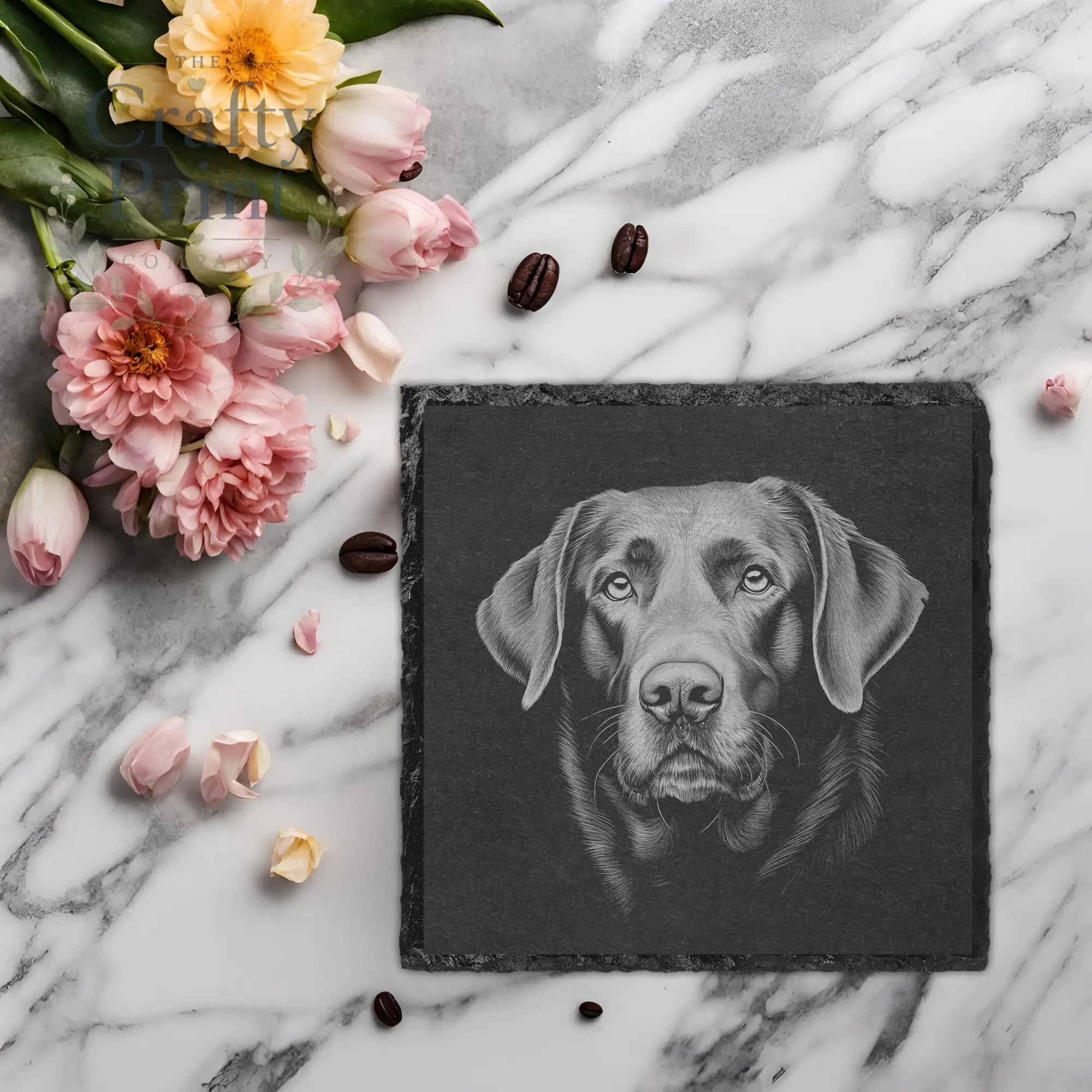 Labrador Engraved Slate Coaster - Square / 2