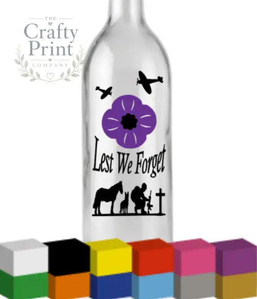 Lest we forget Purple Poppy Bottle Vinyl Decal - Decorative