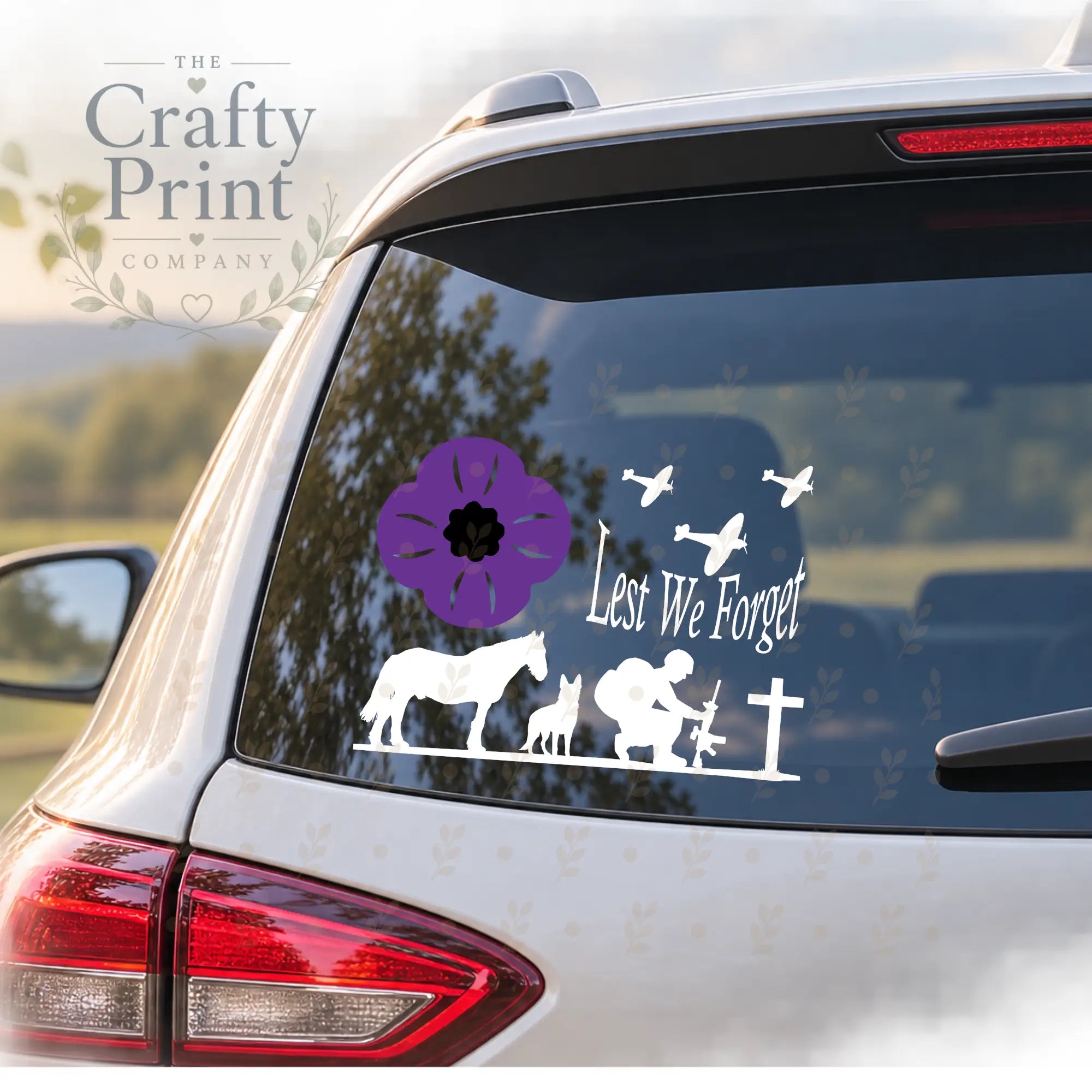 Lest we forget Purple poppy Car Sticker