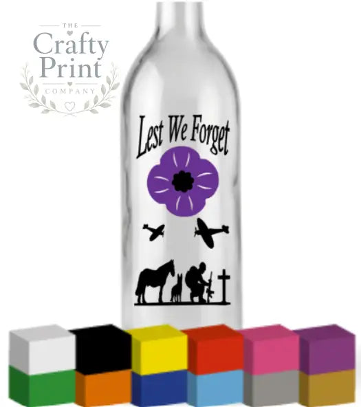 Lest we forget Purple Poppy V2 Bottle Vinyl Decal