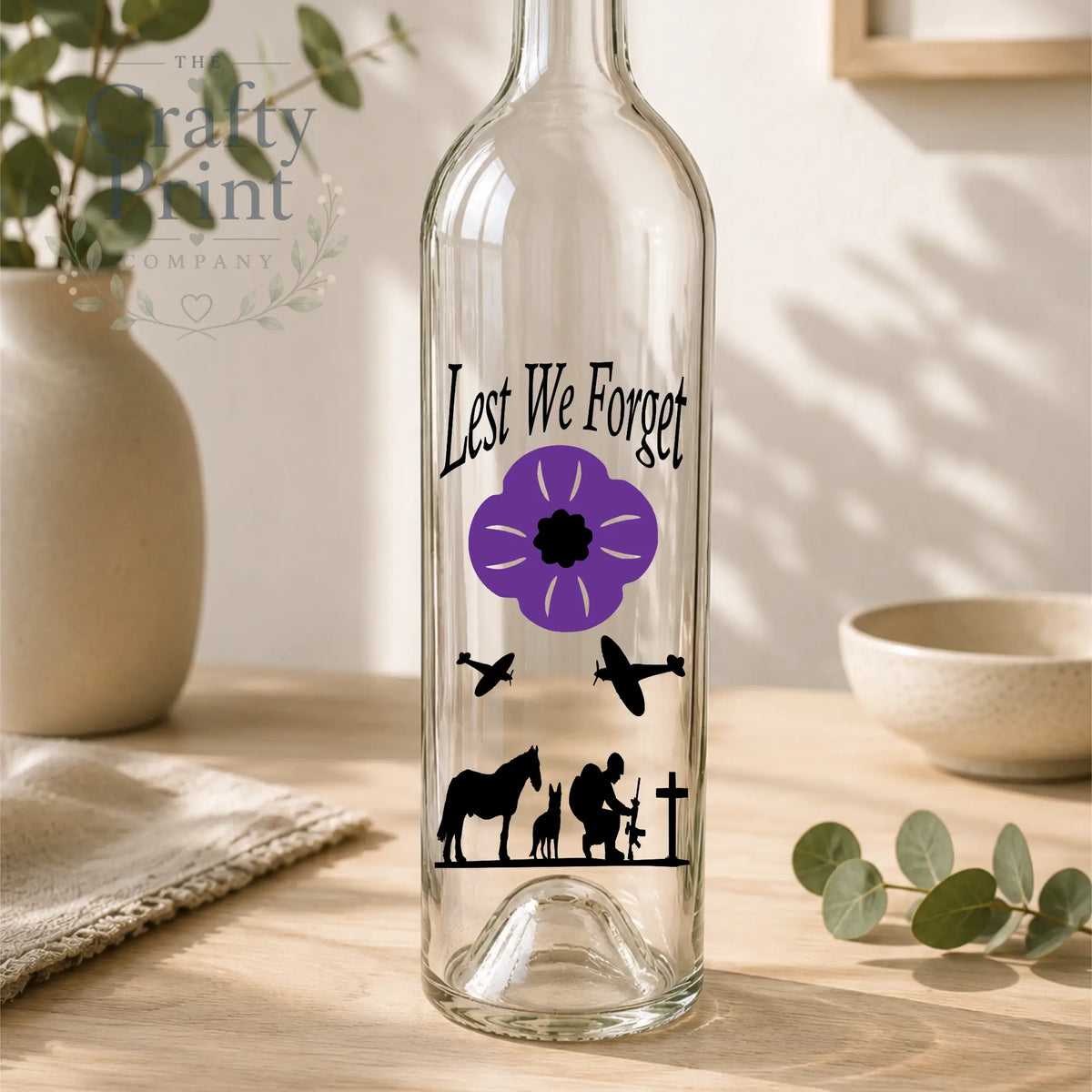 Lest we forget Purple Poppy V2 Bottle Vinyl Decal