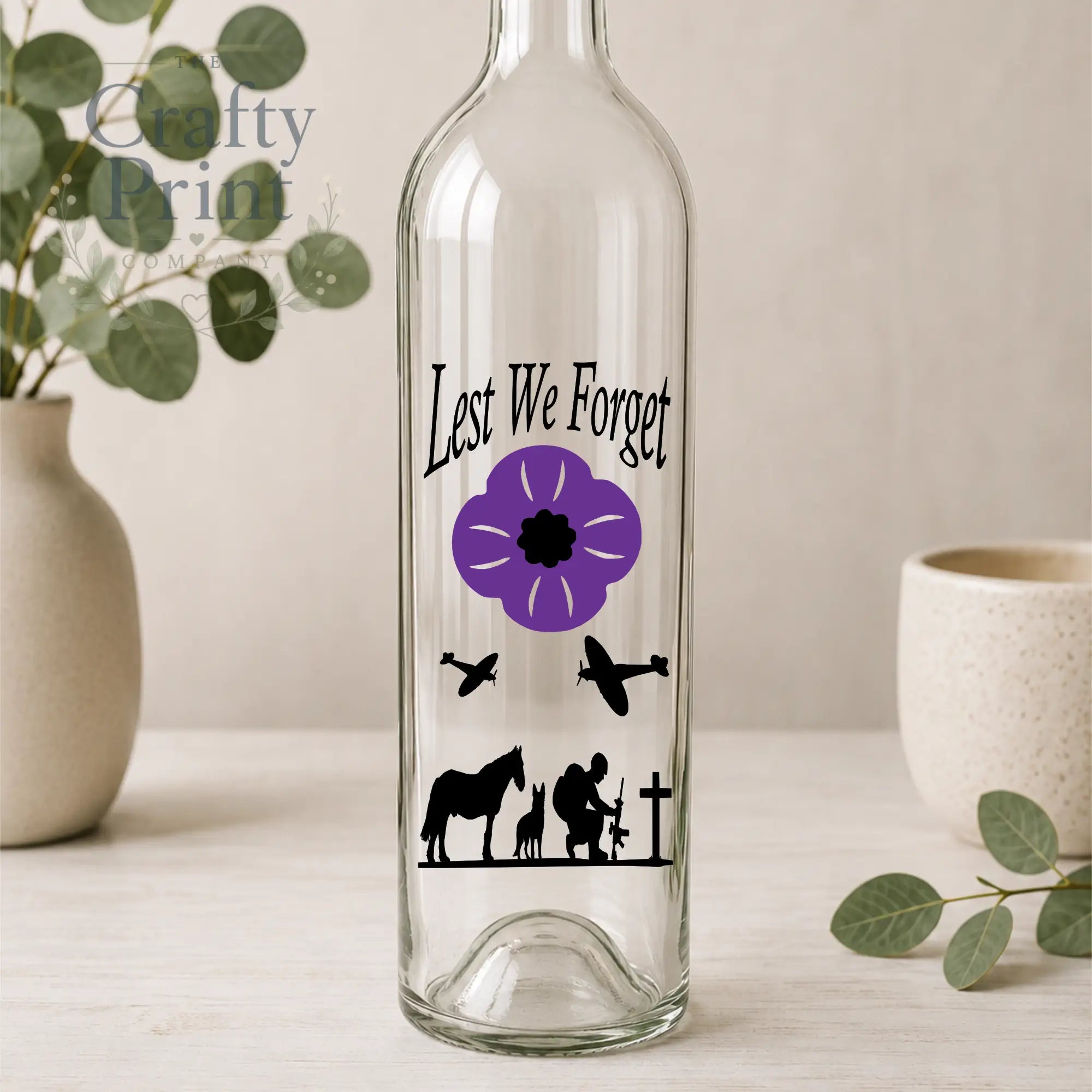 Lest we forget Purple Poppy V2 Bottle Vinyl Decal