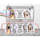 Life is short Hug your Pup Afghan Hound Mug - Pink Handle &