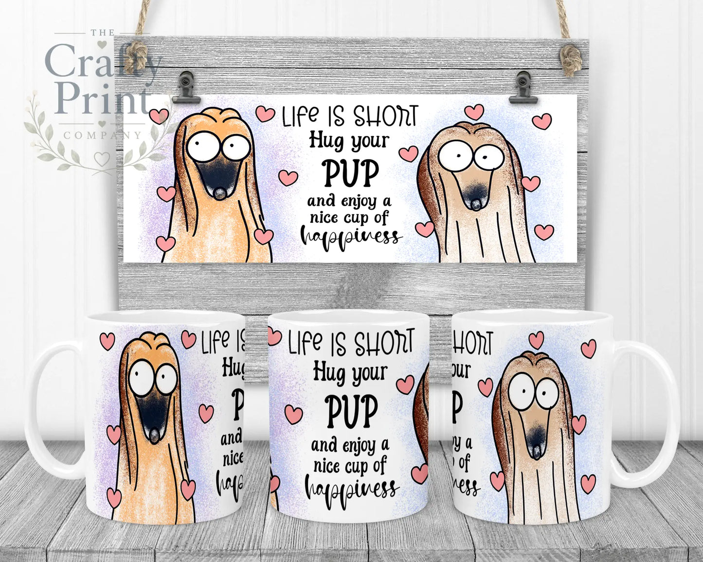 Life is short Hug your Pup Afghan Hound Mug - White Handle