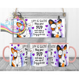 Life is short Hug your Pup Corgi Mug - Pink Handle & Inner