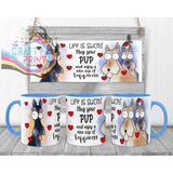 Life is short Hug your Pup Scottie Dog Mug - Blue Handle &