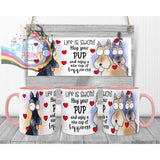 Life is short Hug your Pup Scottie Dog Mug - Pink Handle &