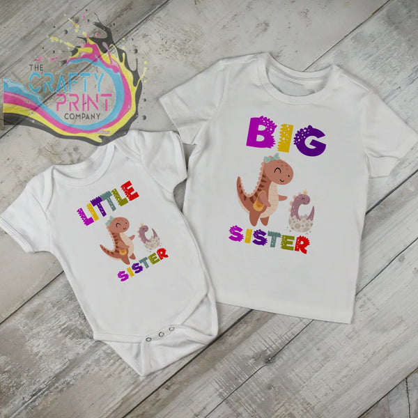 Little Sister Dinosaur Baby Vest - One-Pieces