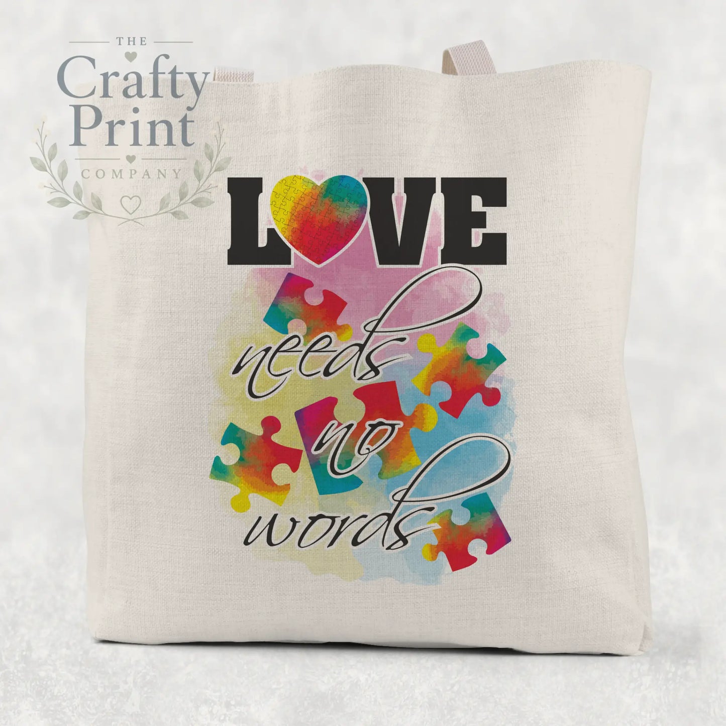 Love Needs no Words Autism Cotton Tote Bag - Shopping Totes