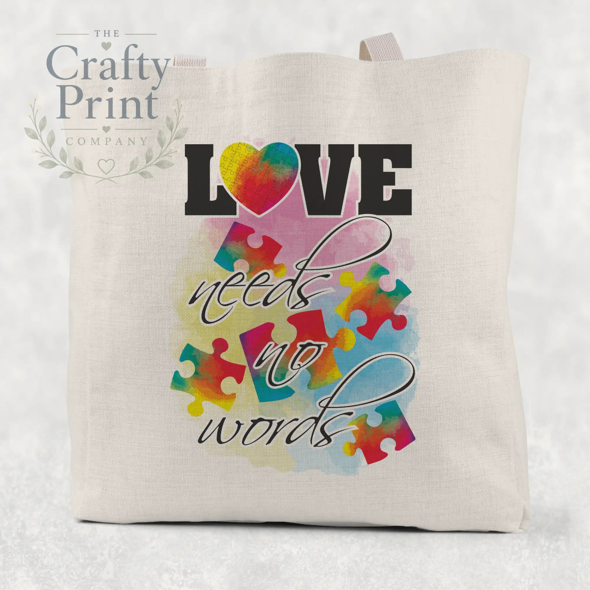 Love Needs no Words Autism Cotton Tote Bag - Shopping Totes