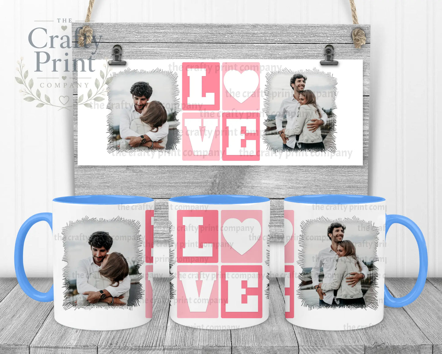 Love Photos Mug - Blue Handle & Inner - Mugs