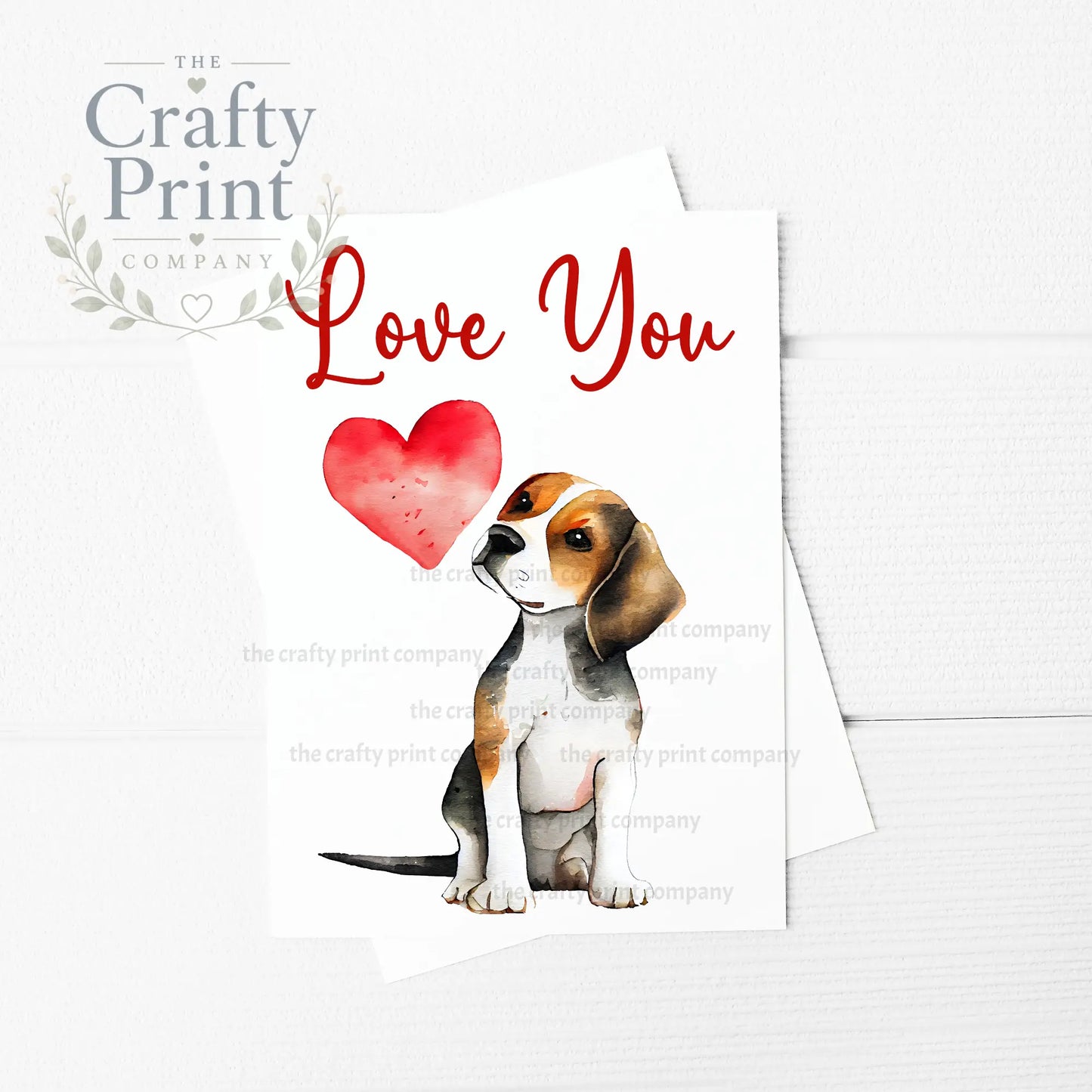 Love You Beagle Valentine’s A5 Card - Greeting & Note Cards
