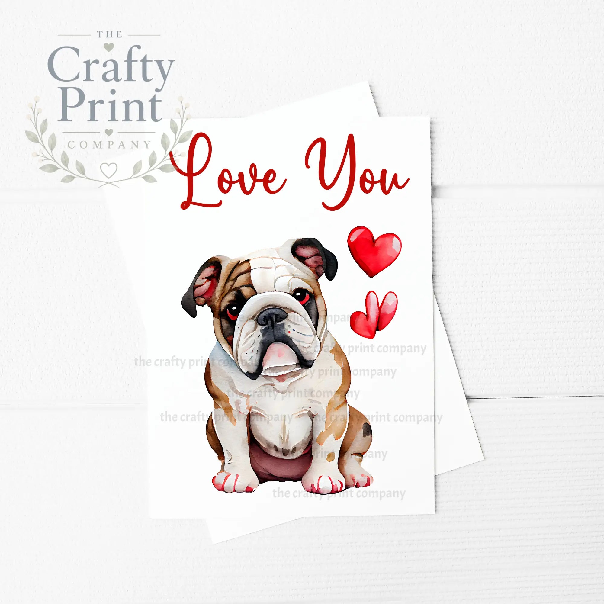 Love You Bulldog Valentine’s A5 Card - Greeting & Note Cards