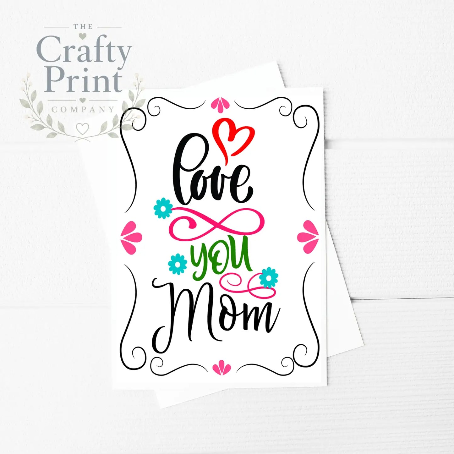 Love You Mom A5 Card & Envelope - Greeting Note Cards