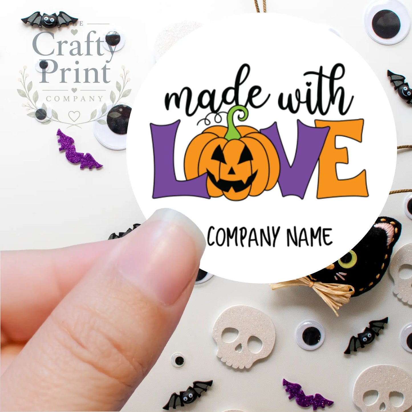 Made with Love Halloween Printed Sticker - Decorative