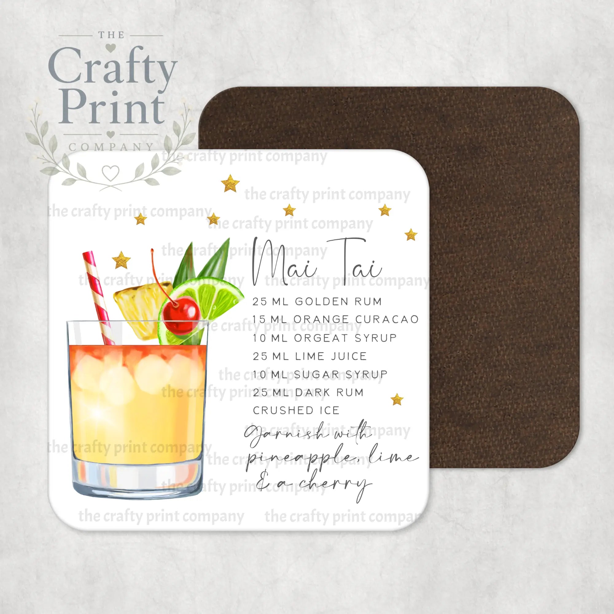 Mai Tai Cocktail Recipe Coaster - Coasters