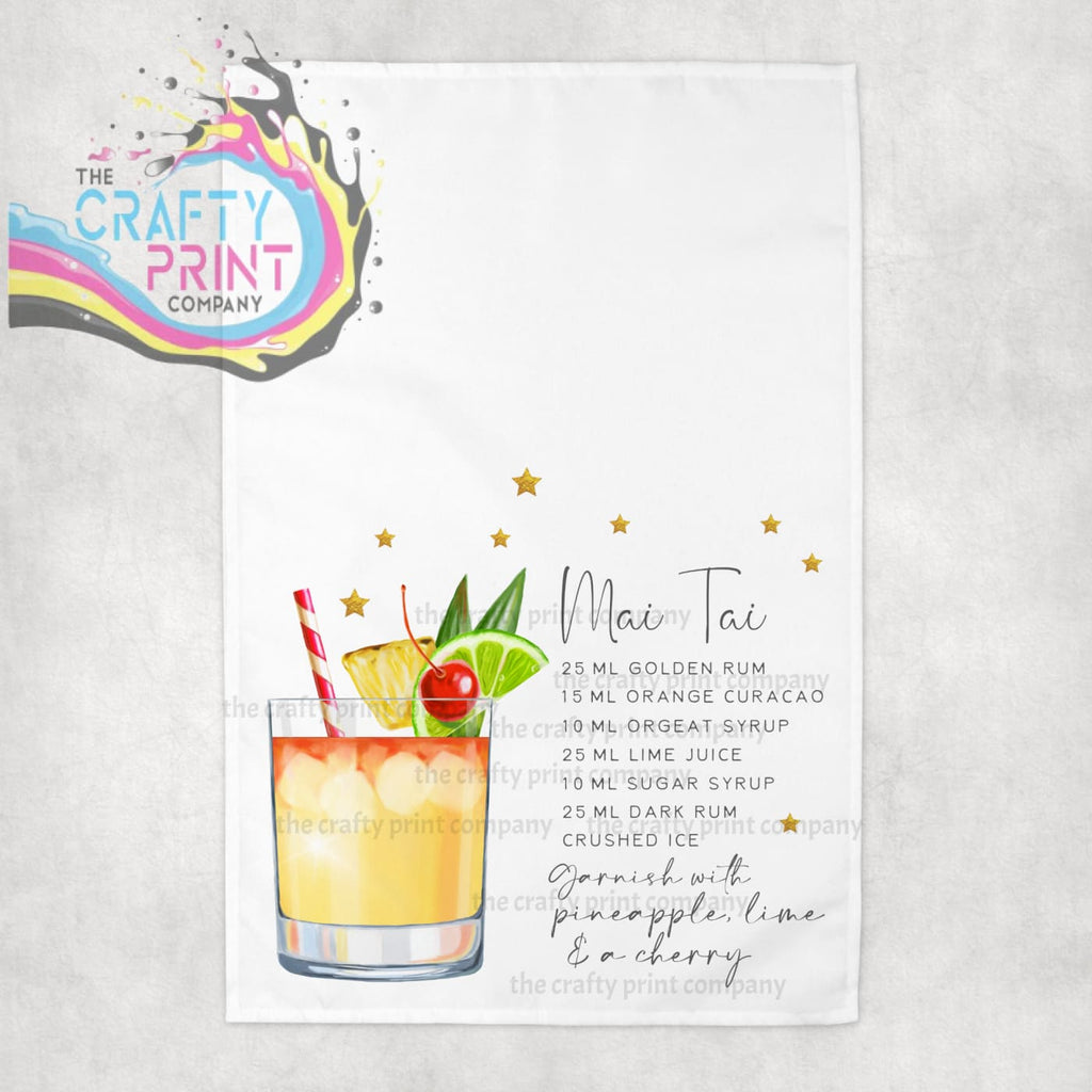 Mai Tai Cocktail Recipe Tea Towel - Kitchen Towels