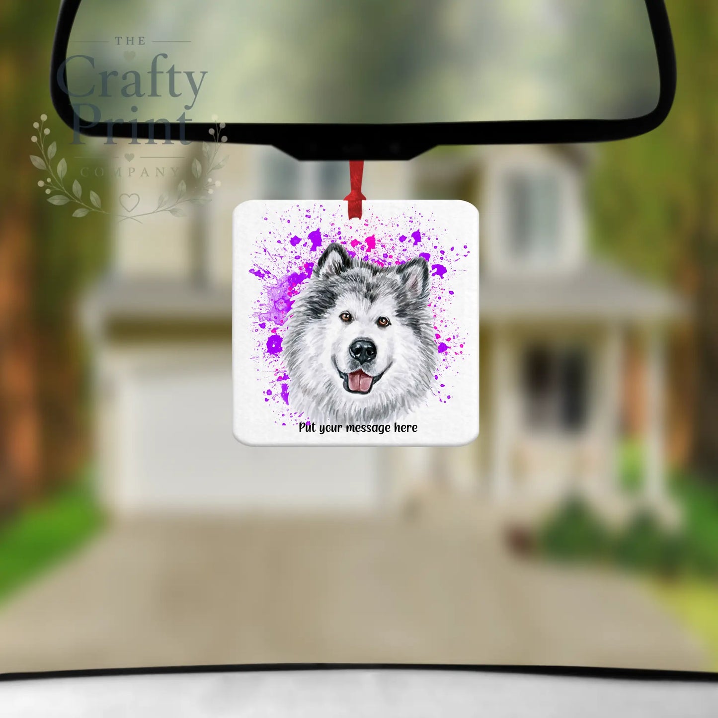 Malamute Paint Splatter Car Air Freshener - Vehicle