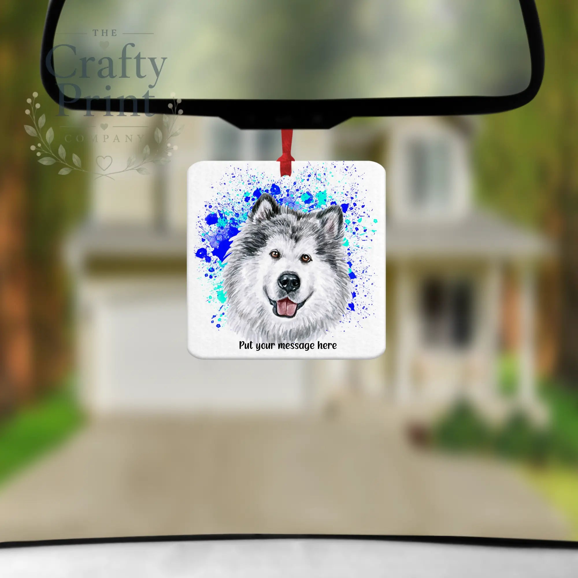 Malamute Paint Splatter Car Air Freshener - Vehicle