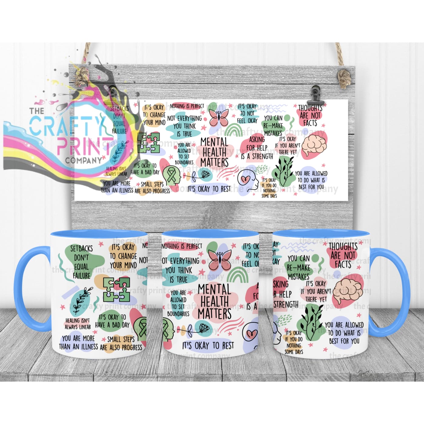 Mental Health Matters Mug - Blue Handle & Inner - Mugs