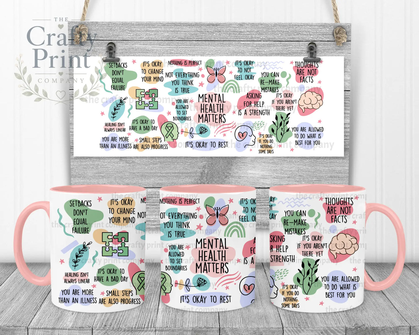 Mental Health Matters Mug - Pink Handle & Inner - Mugs