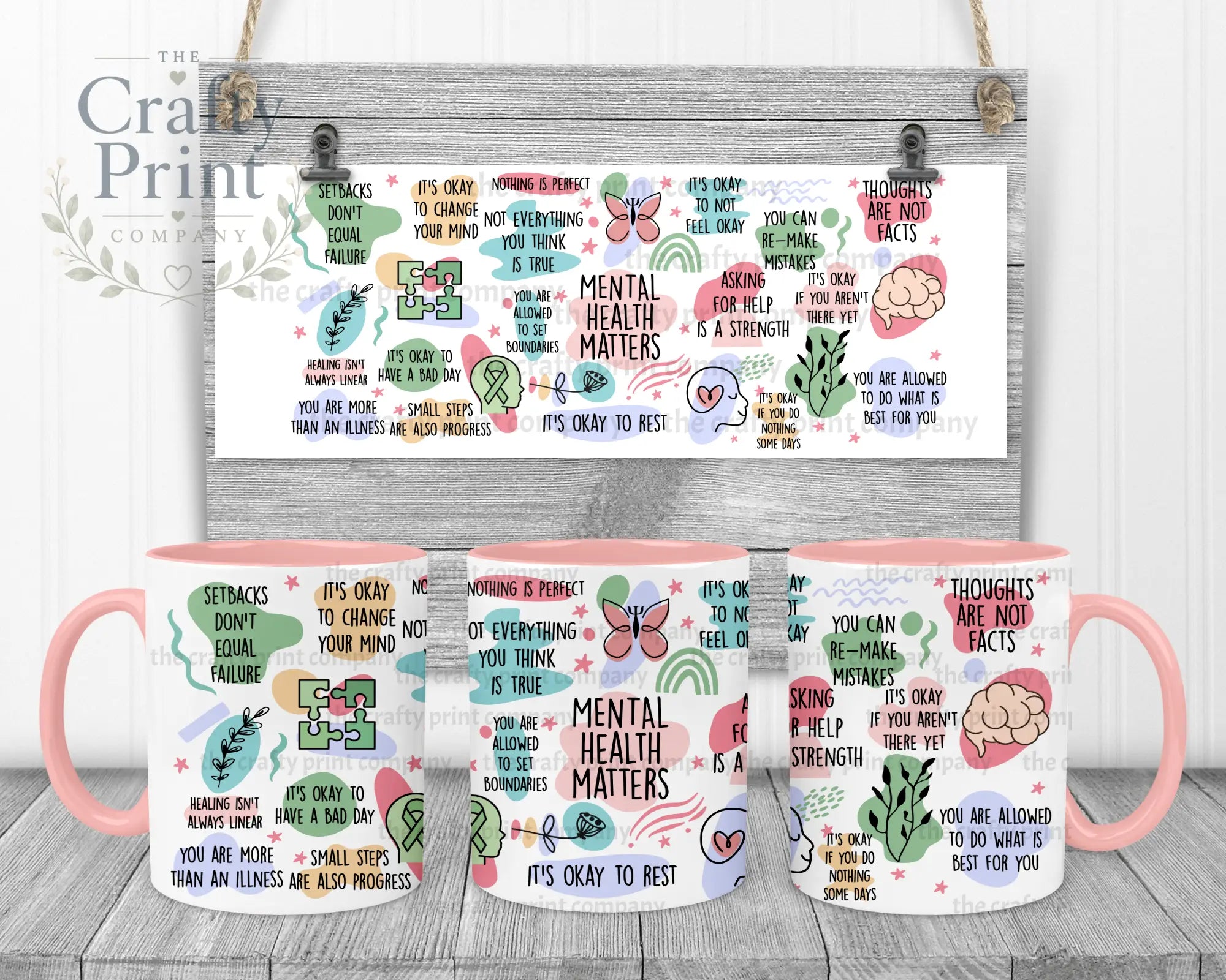 Mental Health Matters Mug - Pink Handle & Inner - Mugs
