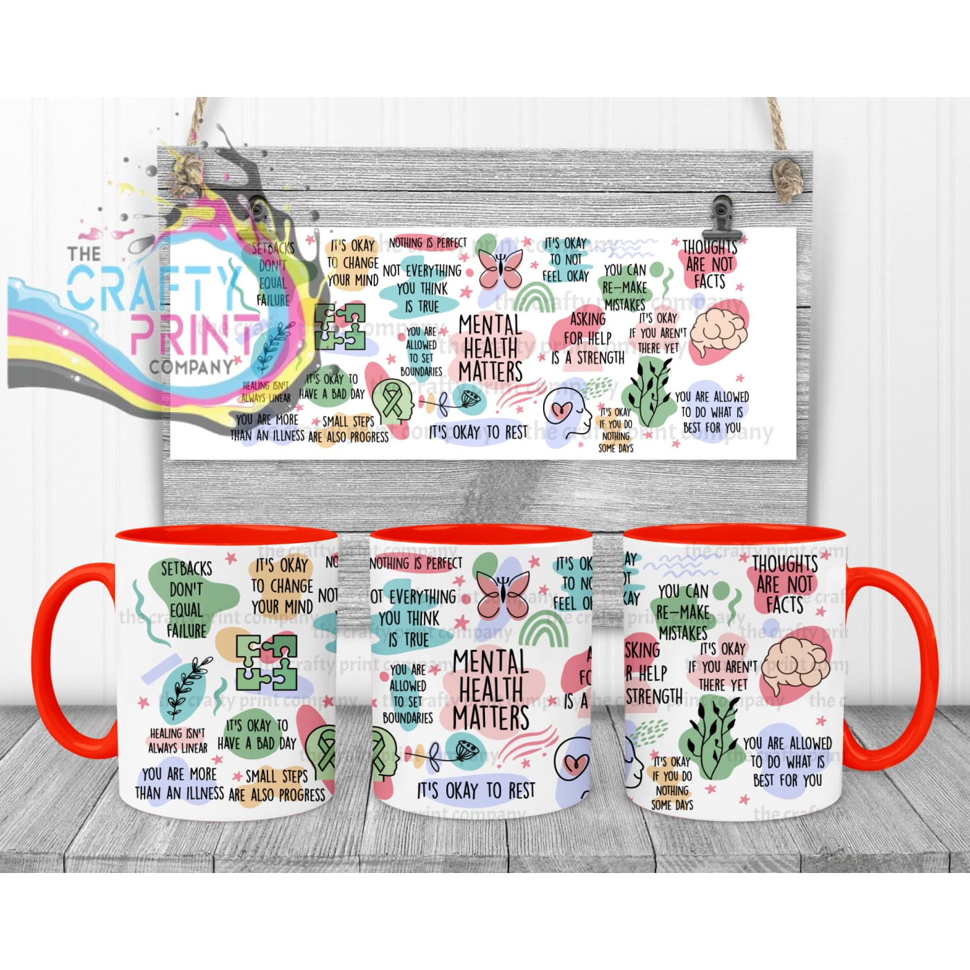 Mental Health Matters Mug - Red Handle & Inner - Mugs