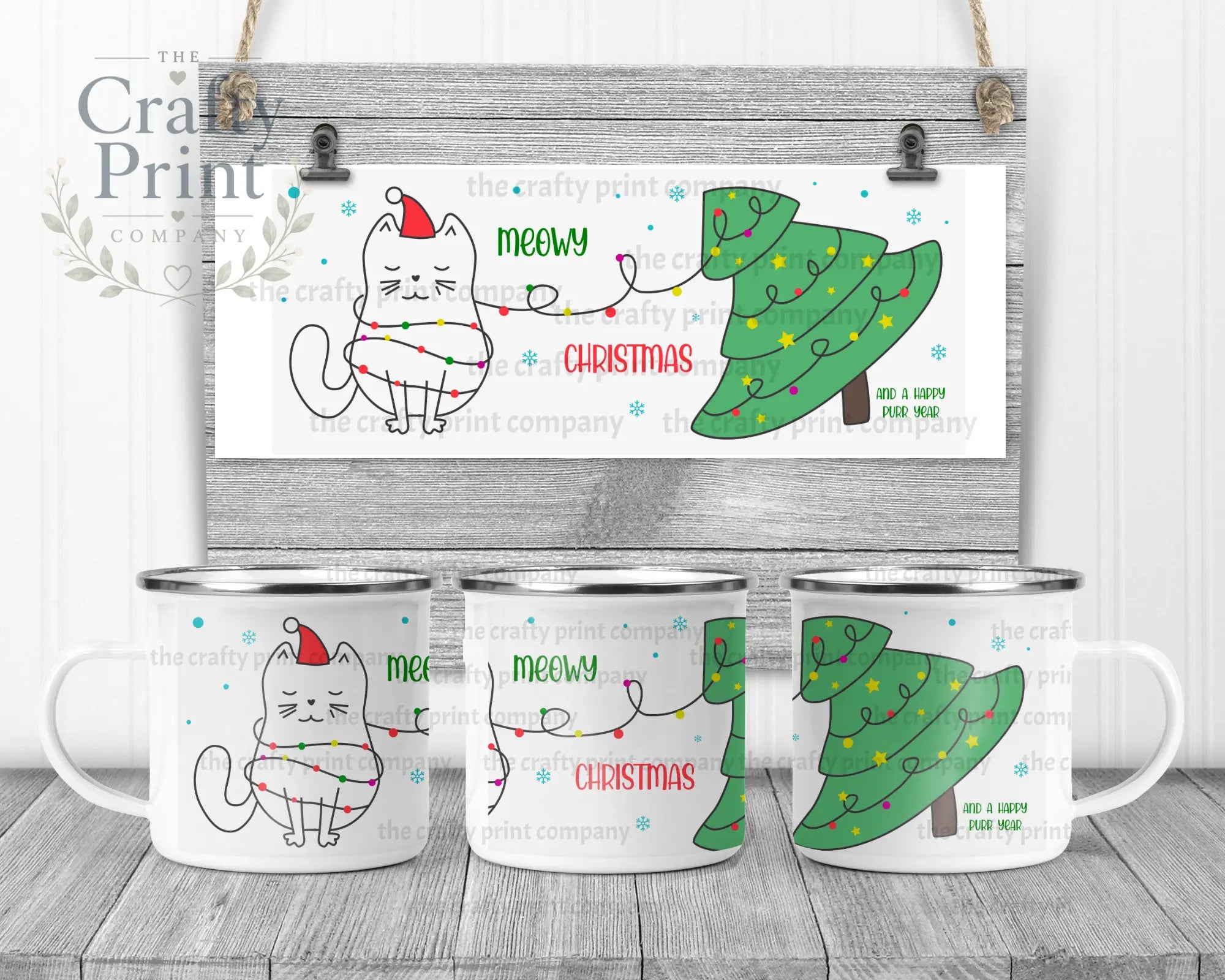 Meowy Christmas and a Happy Purr Year Mug - Enamel - Mugs