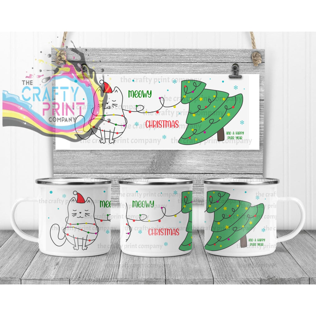 Meowy Christmas and a Happy Purr Year Mug - Enamel - Mugs