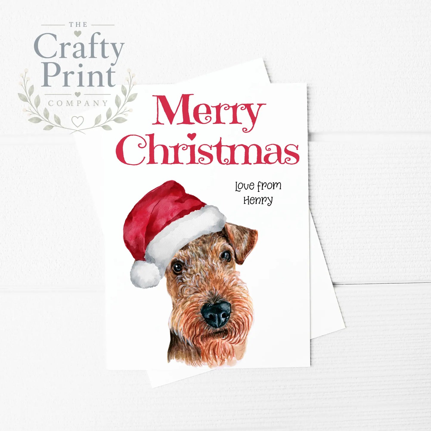 Merry Christmas Airedale Terrier A5 Card & Envelope