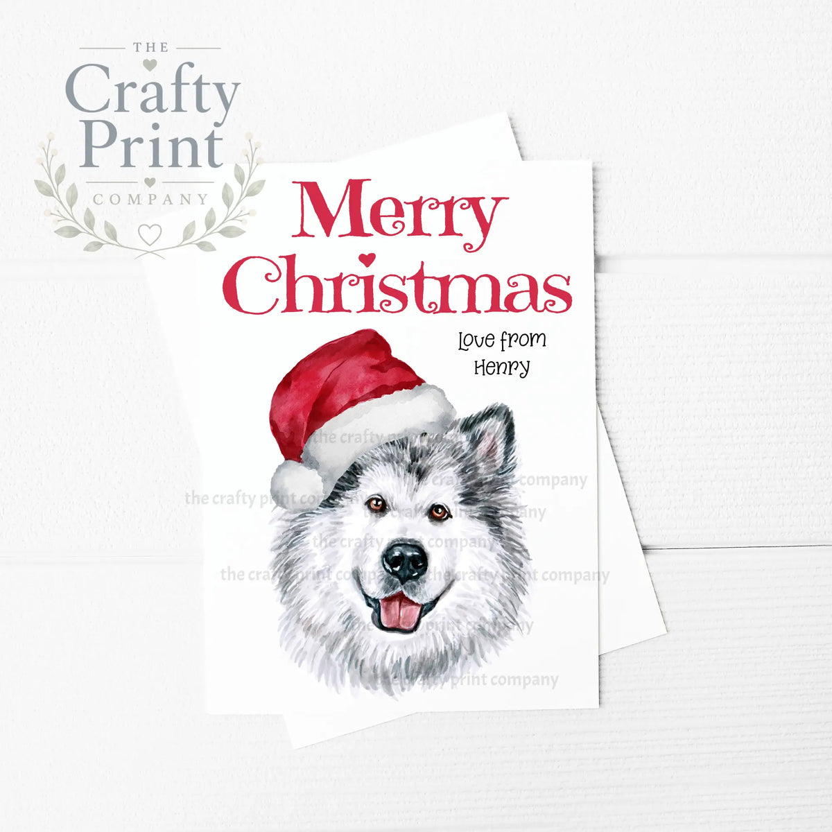 Merry Christmas Alaskan Malamute A5 Card - Greeting & Note