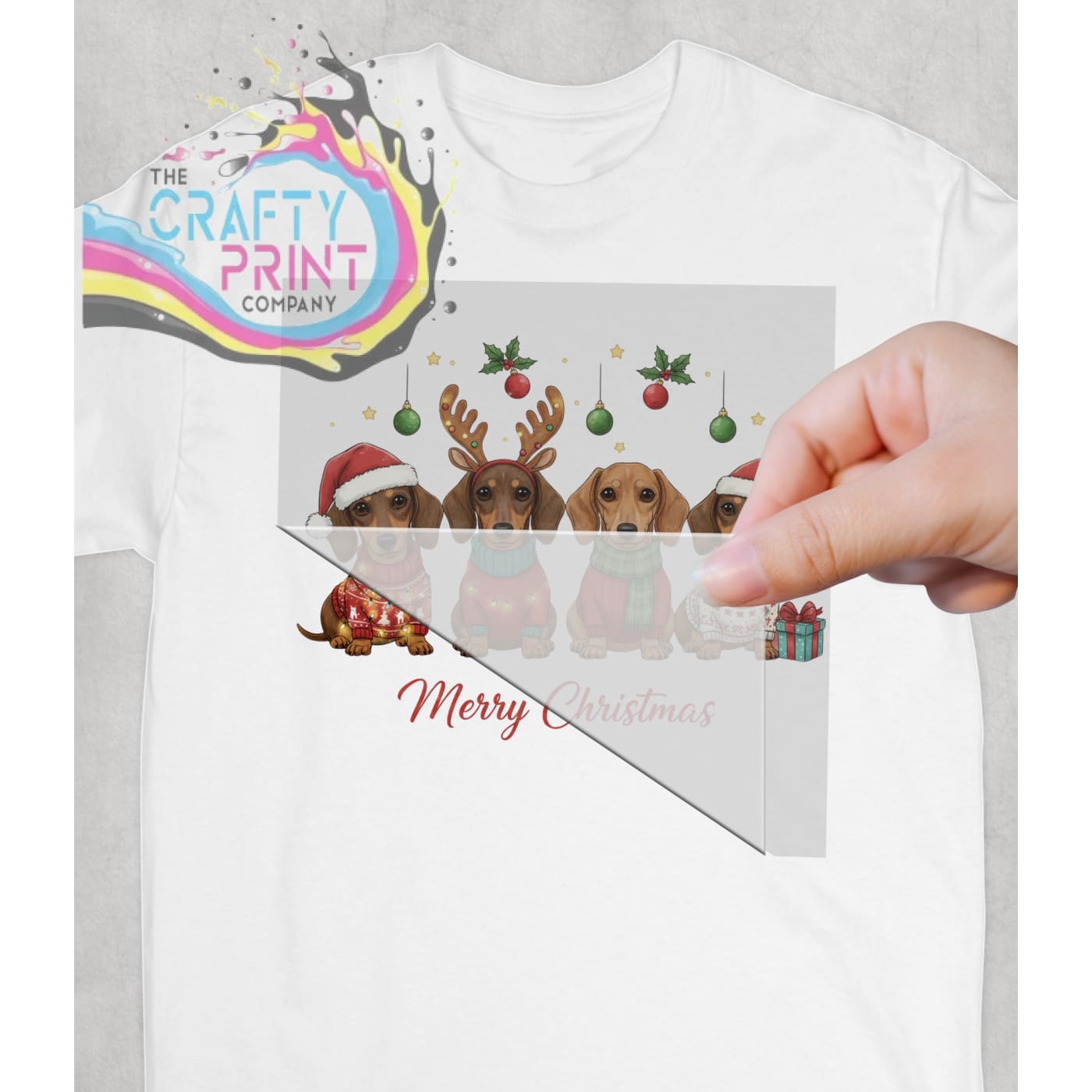 Merry Christmas Dachshund DTF Print - Posters Prints &