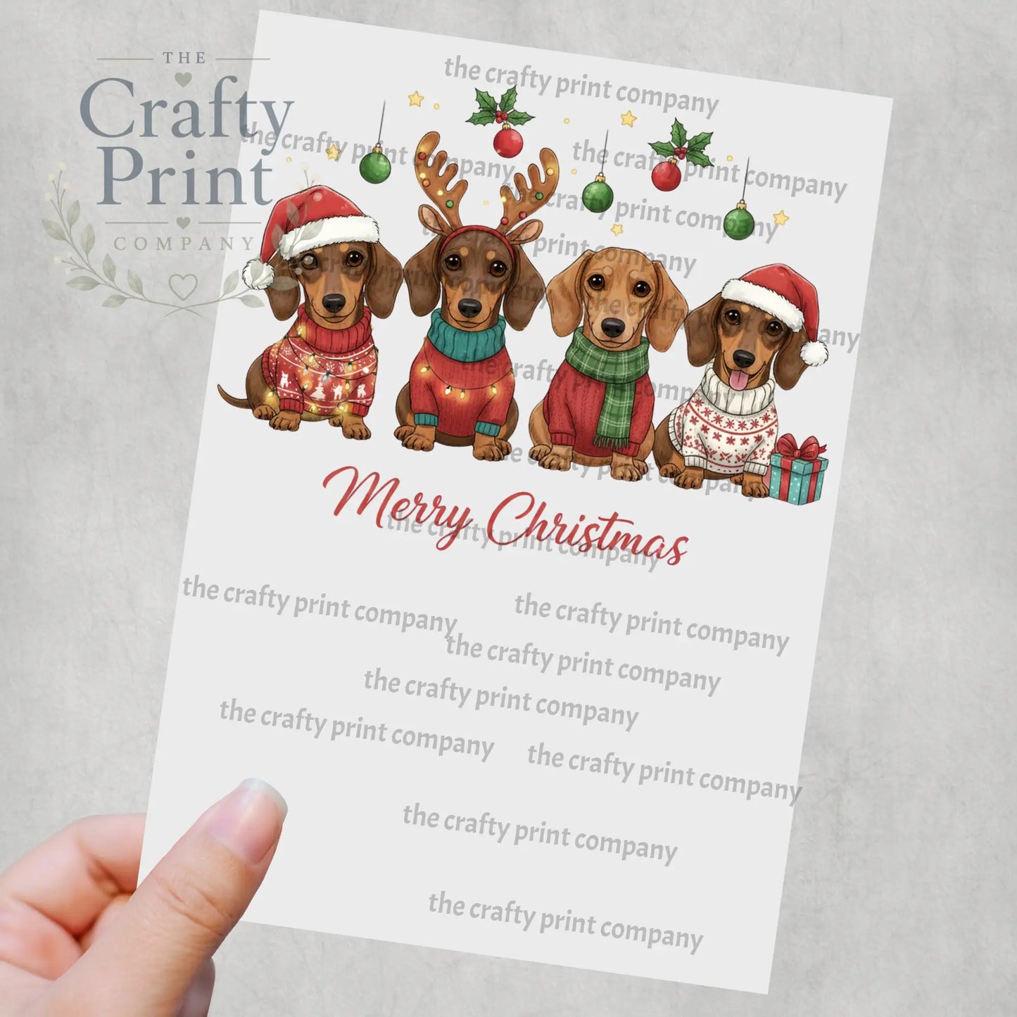 Merry Christmas Dachshund Sublimation Print - Posters