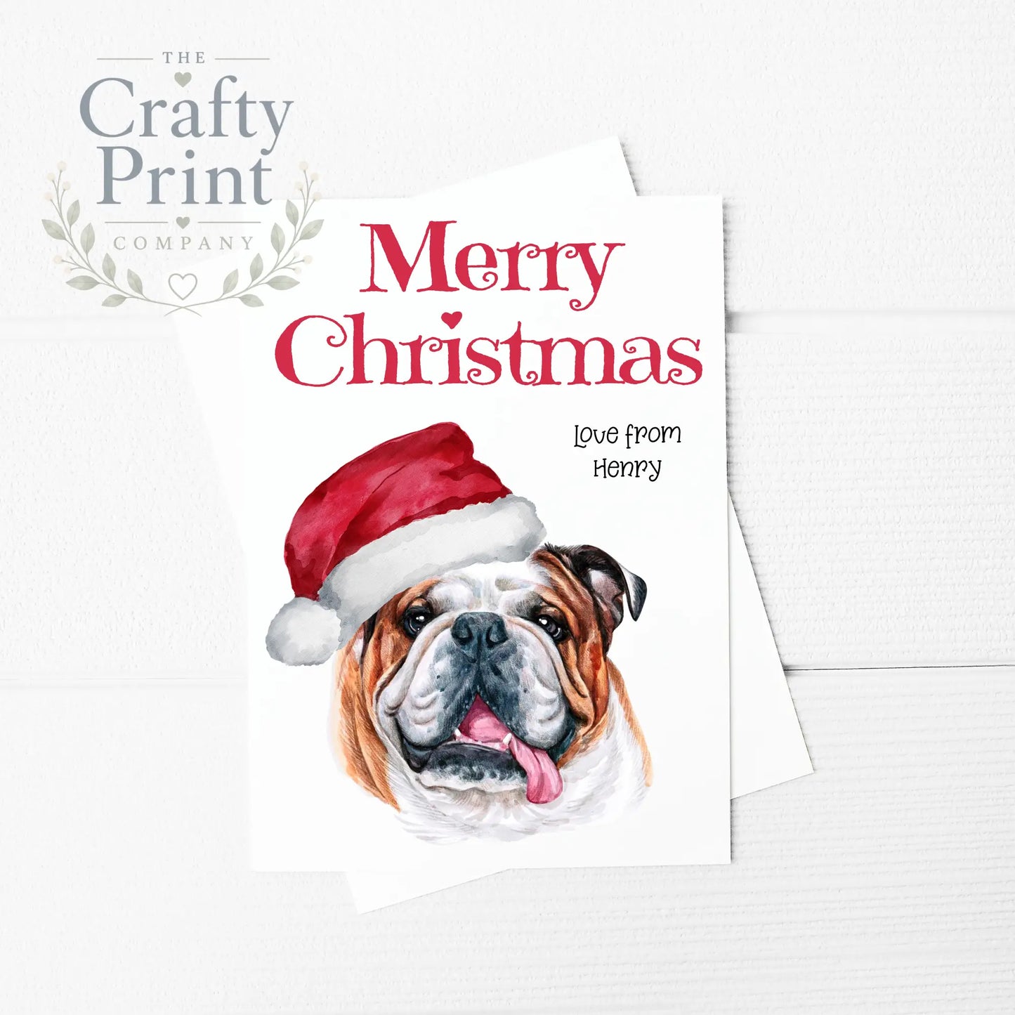 Merry Christmas English Bulldog A5 Card - Greeting & Note