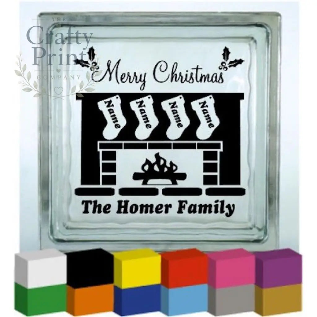Merry Christmas Fireplace Vinyl Decal Sticker - Decorative
