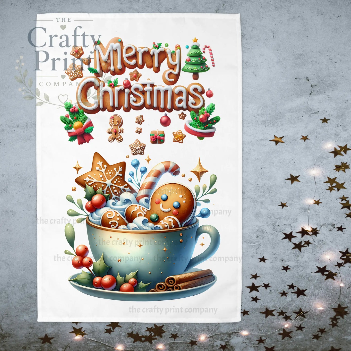 Merry Christmas Gingerbread Man Tea Towel - Kitchen Towels
